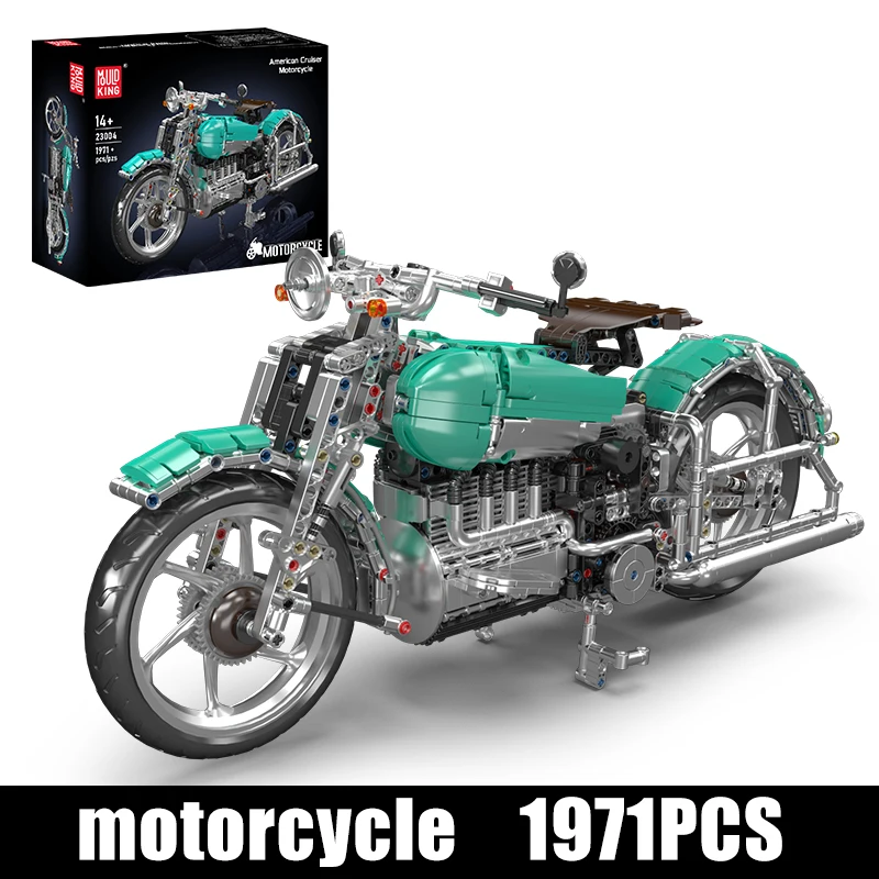 Mould King 23004 Technisches Auto-Spielzeug Der MOC American Cruiser Motorrad-Bausatz Motorrad-Bausteine Set Kinder Weihnachtsgeschenk