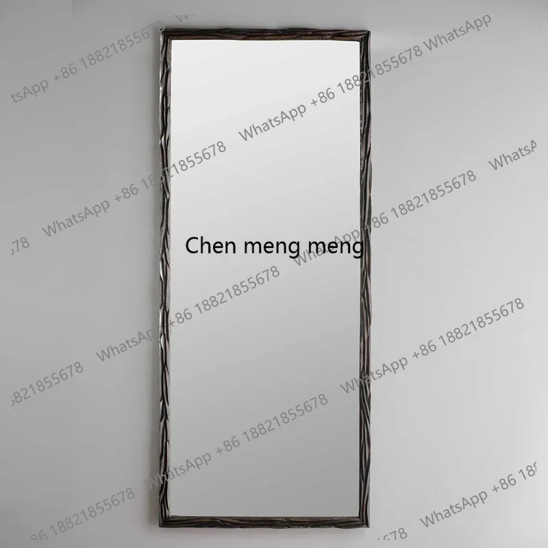 

French Style Rectangular Floor Mirror Vintage Carved Dressing Wall-Mounted Cloakroom Fitting Mirror