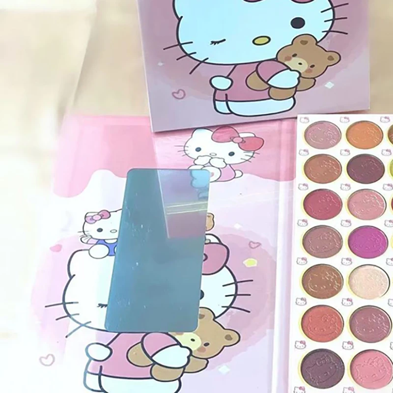 Kawaii Sanrio Anime 35 Colors Eye-Shadow Cute Hello Kitty Cartoon Good-Looking Pearlescent Matte with Makeup Mirrors Girls Toys