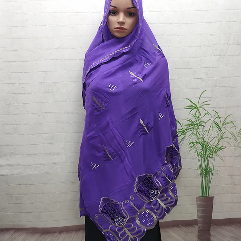 

Dubai Muslim Women's Scarf Hijab Long Shawl African Cotton Headscarf otton Hats Embroidery Big Beautiful Lace Shaws