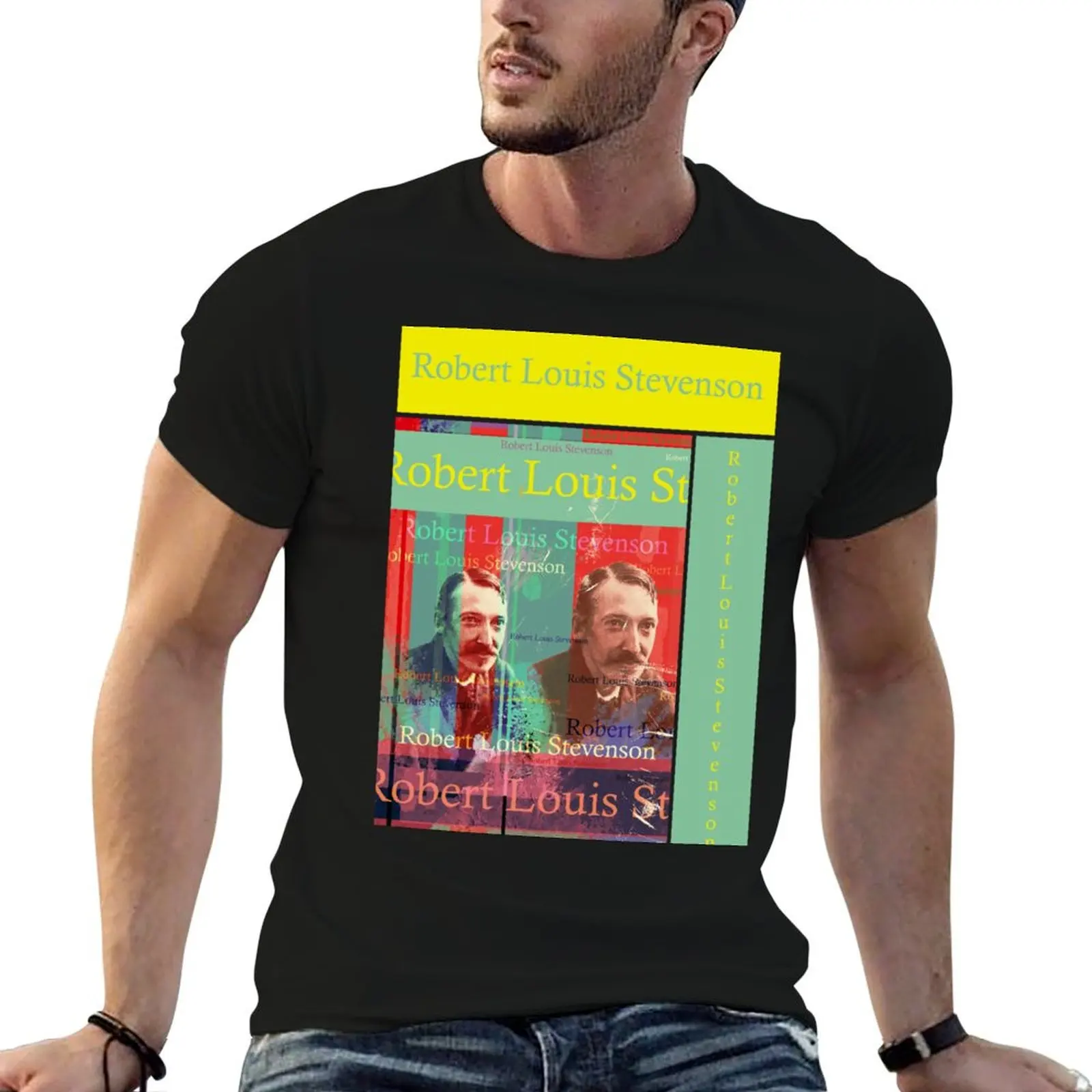 

t luxury shirt T-Shirt cotton portrait aesthetic, man Louis Stevenson t shirt man Robert