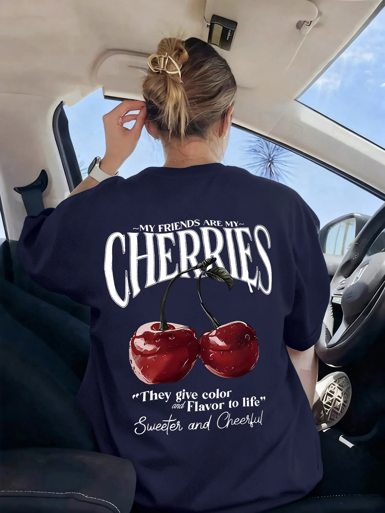 Fresh And Delicious Cherries Printing Retio T Shirt Woman Basics Soft Tees Crewneck Casual Short Sleeve Comfortable Clothes
