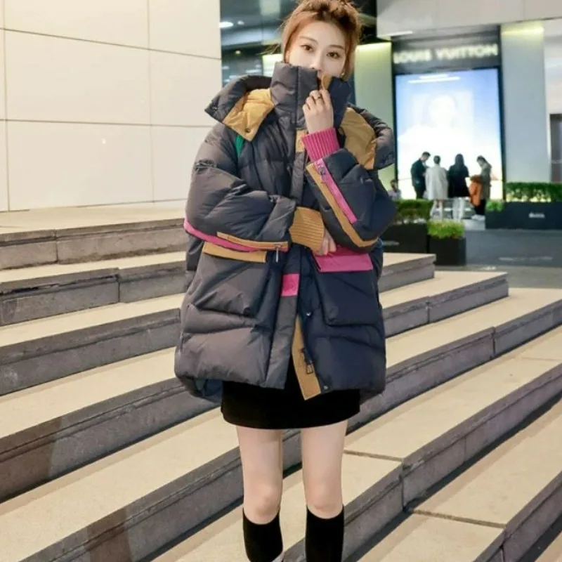 

2024 New Women Down Jacket Winter Coat Female Mid Length Version Parkas Loose Thick Outwear Hooded Fashion Leisure Time Overcoat