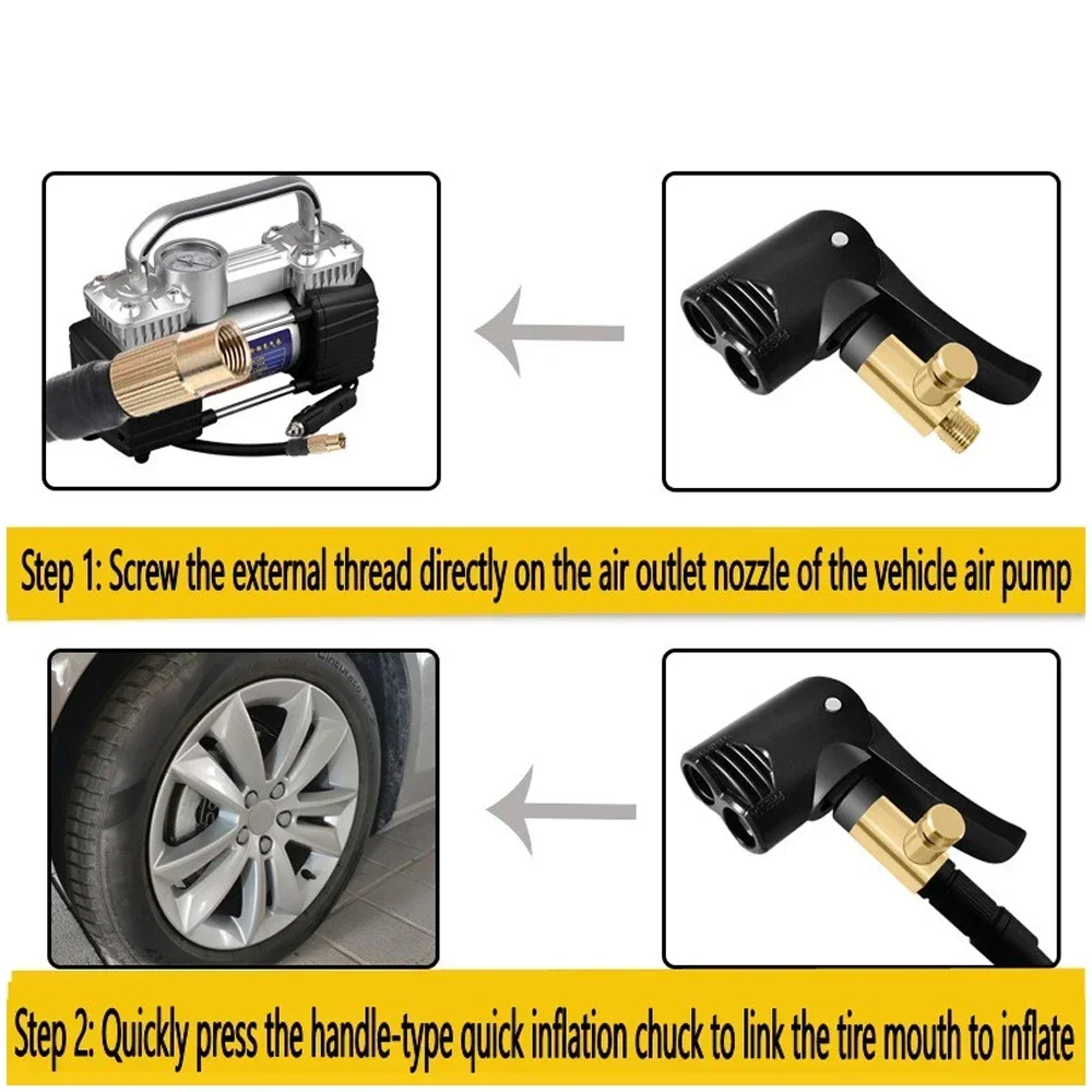 2-In-1 Bicycle Pump Nozzle Hose Adapter Inflatable Pump Motorbike Air Chuck Inflator Valve Connector Adapter Auto Accessories - Image 4