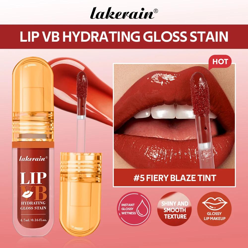 

Lakerain Lips Gloss Vitamin B12 Long Lasting Hydration Deep Moisturizing Glossy Wetness Soothes Lips 6 Colors Lip Stain Tint