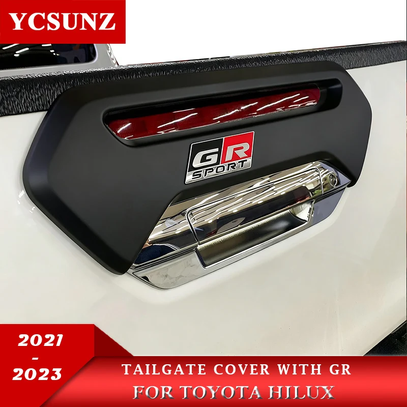 

Защитная накладка на крышку багажника ABS с логотипом GR для Toyota Hilux 2021 2022 2023 4x4, аксессуары для стайлинга автомобиля, двойная кабина