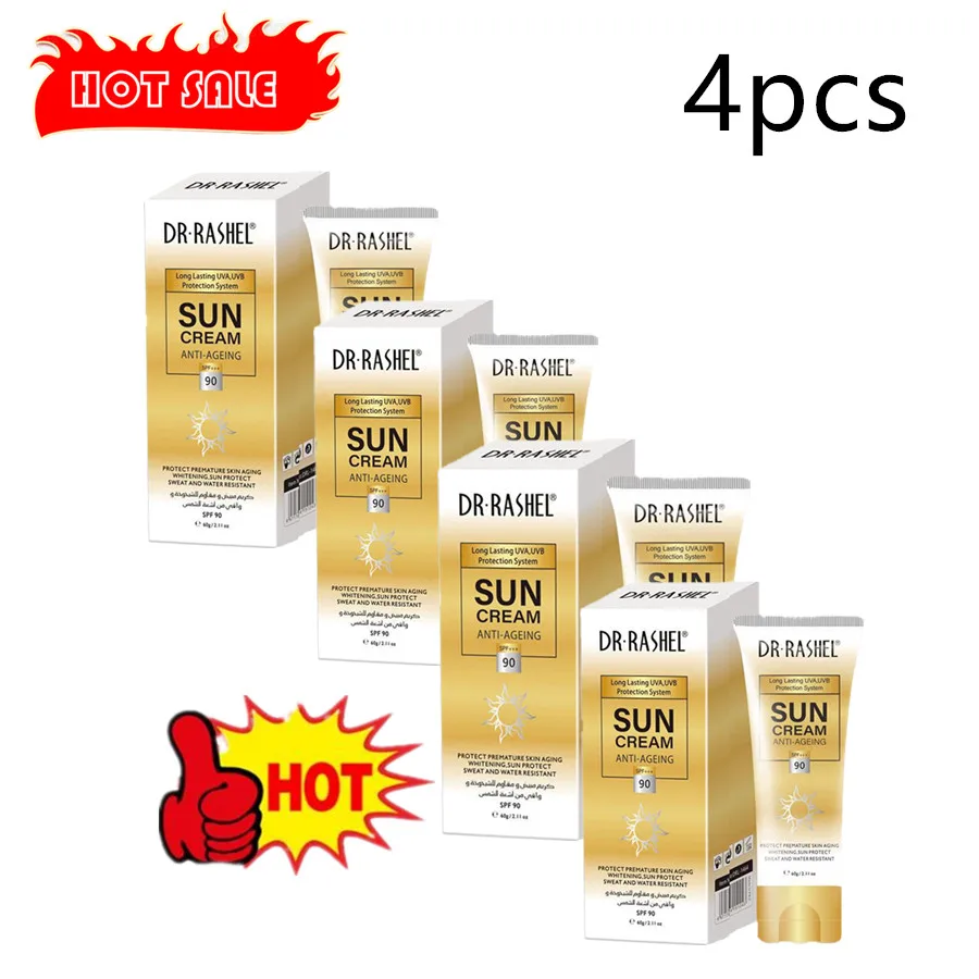 4PCS Spf90 Screen Cream Long Lasting Protect Whitening Blocker Body Anit Face Protector Beauty Care Skin Skin Agin F1s4