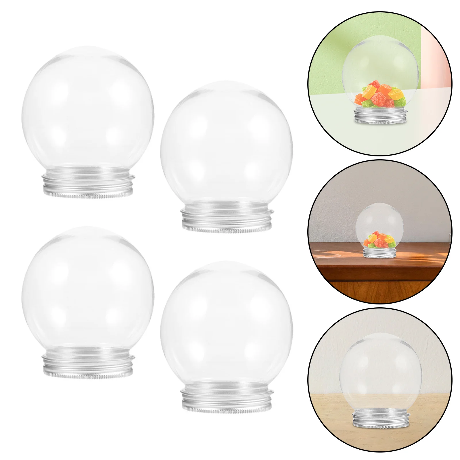 

6pcs Plastic Ball Candy Bottle Clear Empty Snow Globes For Christmas Diy Craft Projects Xmas Decorative Globe Making