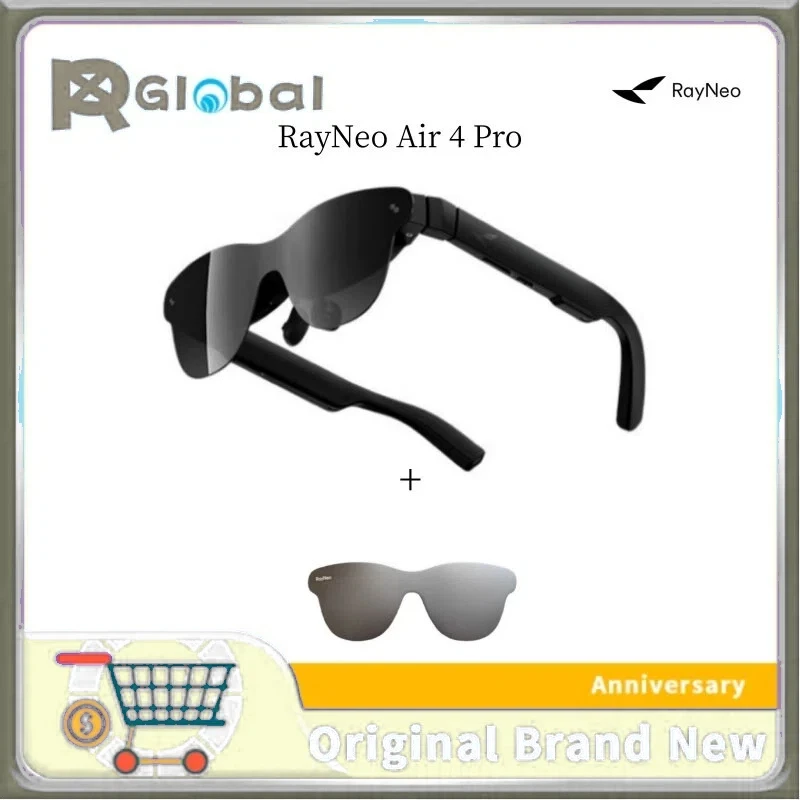 RayNeo Air 4 Pro Smart AR Glasses,Supports HDR10, 3840Hz, 4 Speakers, 1200 Nits,Micro-OLED Dual-layer Screen, Clearer Oculos