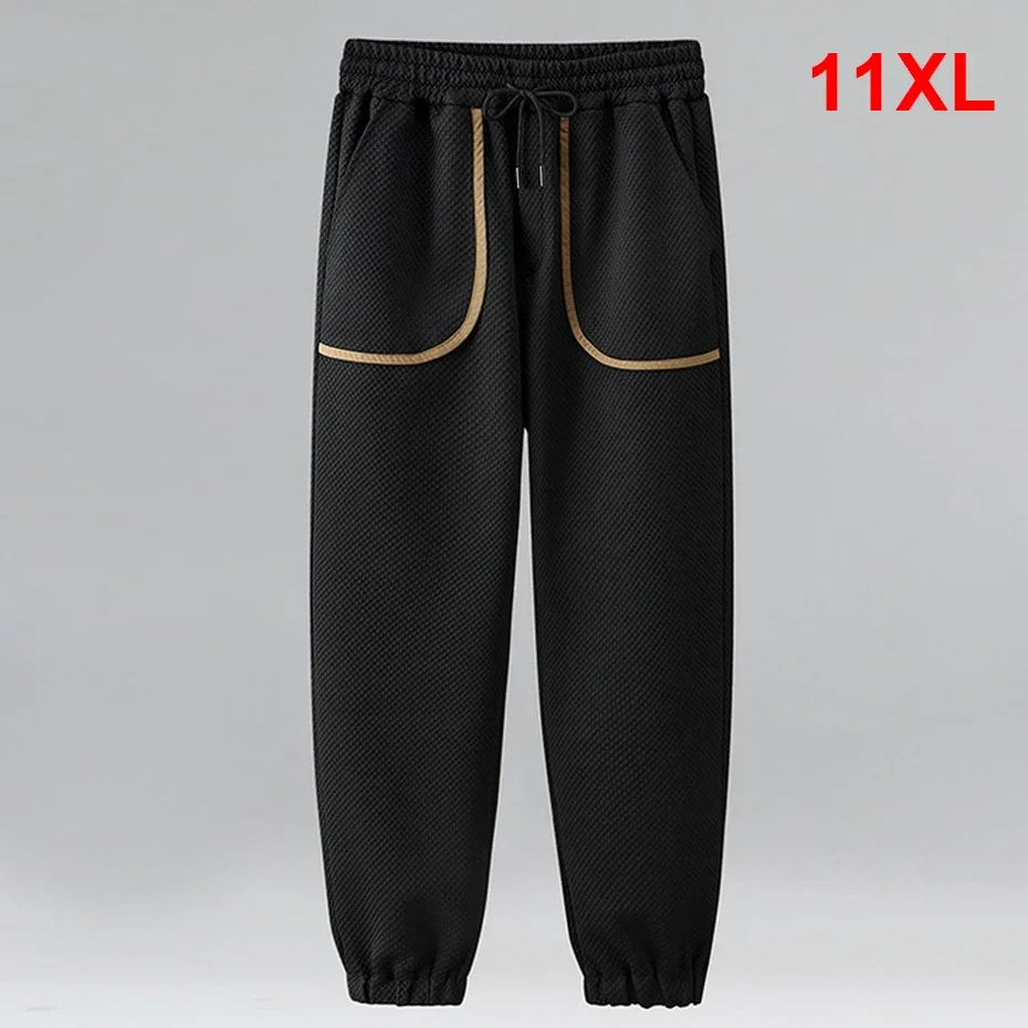 Design de listra casual moletom masculino, calças jogger, calça de treino fashion, calças elásticas na cintura, grande, 11XL, plus size