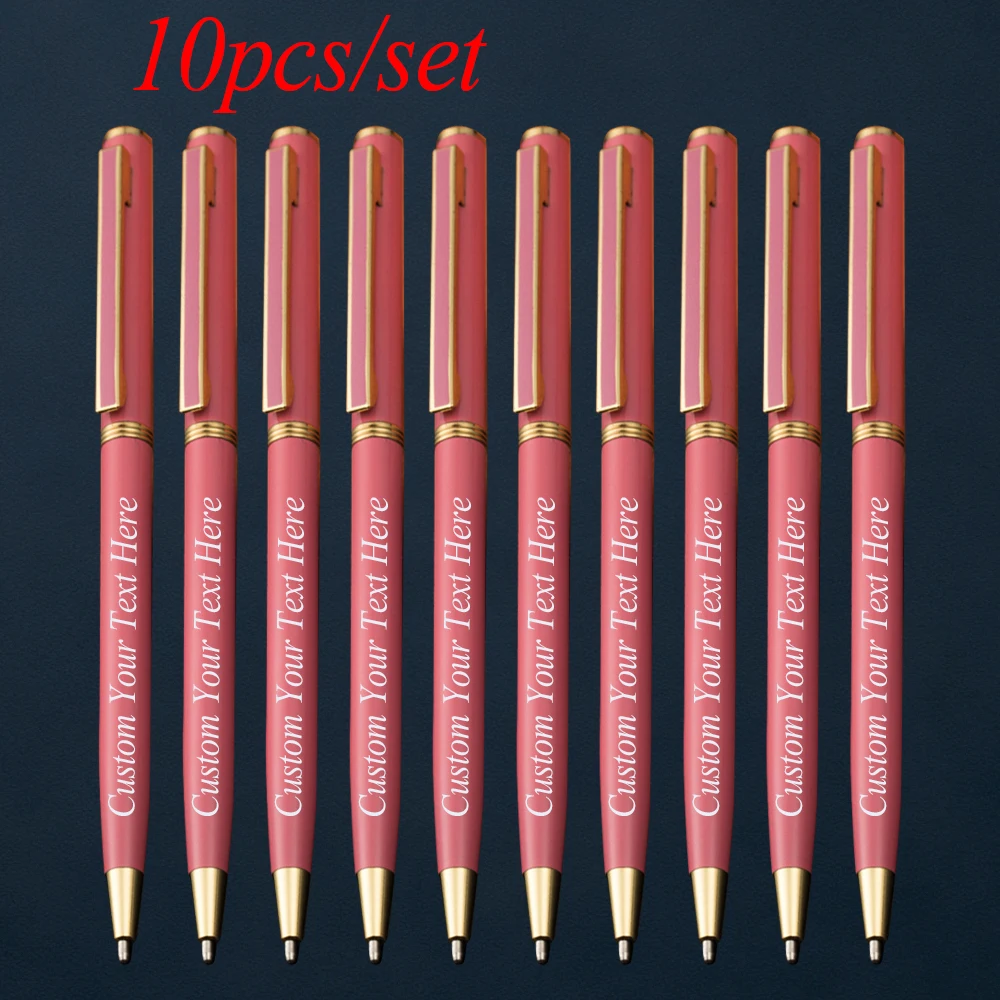 10PCS/Set Customized Personalized Ballpoint Pen Gift Metal School Office Student Supplies Stationery Teacher Set Engraved