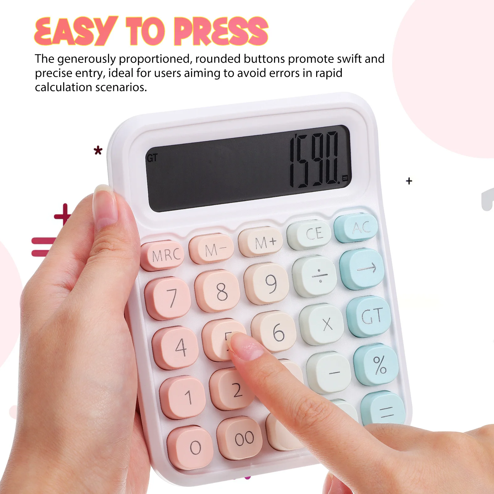 الآلات الحاسبة المكتبية الأساسية، تصميم ملون لطيف، آلة حاسبة علمية بسيطة للمدرسة والعمل، شاشة كبيرة شفافة للاستخدام المكتبي #5