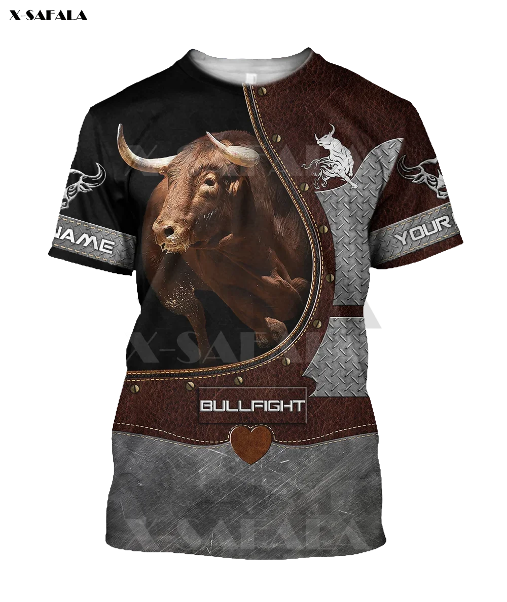 Bullfight Personalized Name Sport 3D Print T-Shirts Tops Tees Short Sleeve Casual High Quality Milk Fiber Better Than Cotton