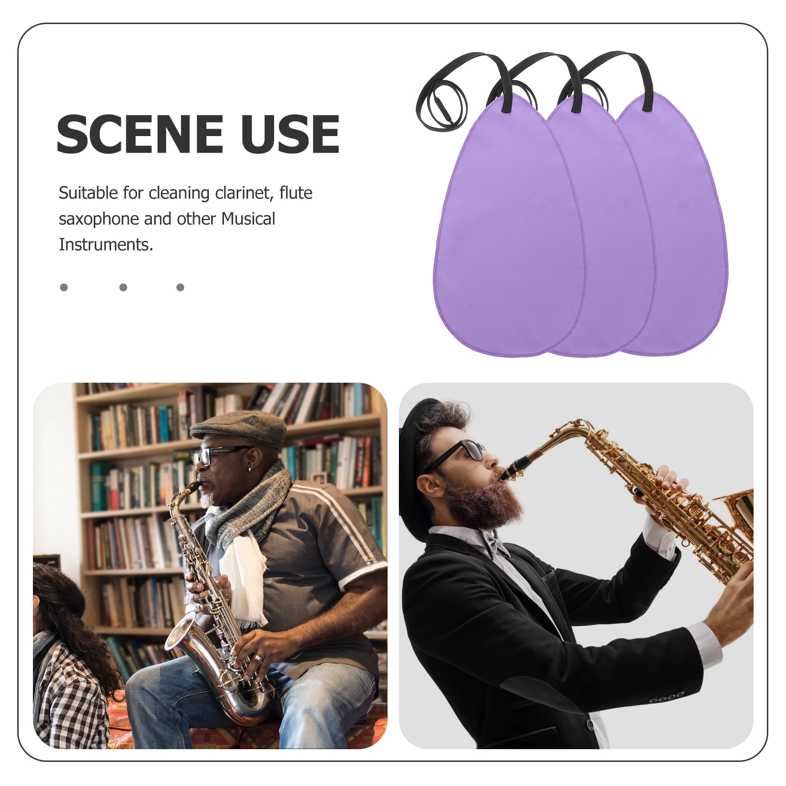 

3 Pcs Cleaning Cloth Instrument Cloths Saxophone for Clarinet Kit Accessories Flute