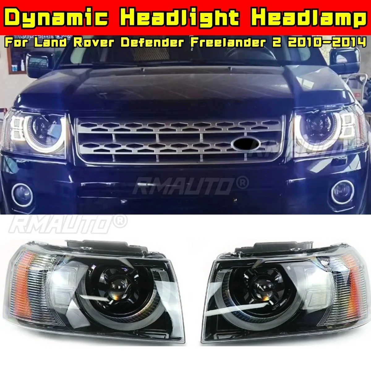 Dynamic Headlight Headlamp Daytime Running Light Low High Beam For Defender Freelander 2 2010-2014 Car Accessories
