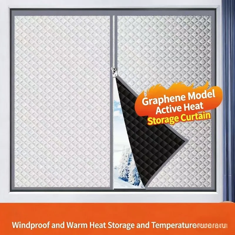 Winddichte Vorhänge, Winterwarme Vorhänge, Abdichtete Fenster, Reißverschluss-Stil, Kein Stanzen Nötig, In Jeder Größe Anpassbar