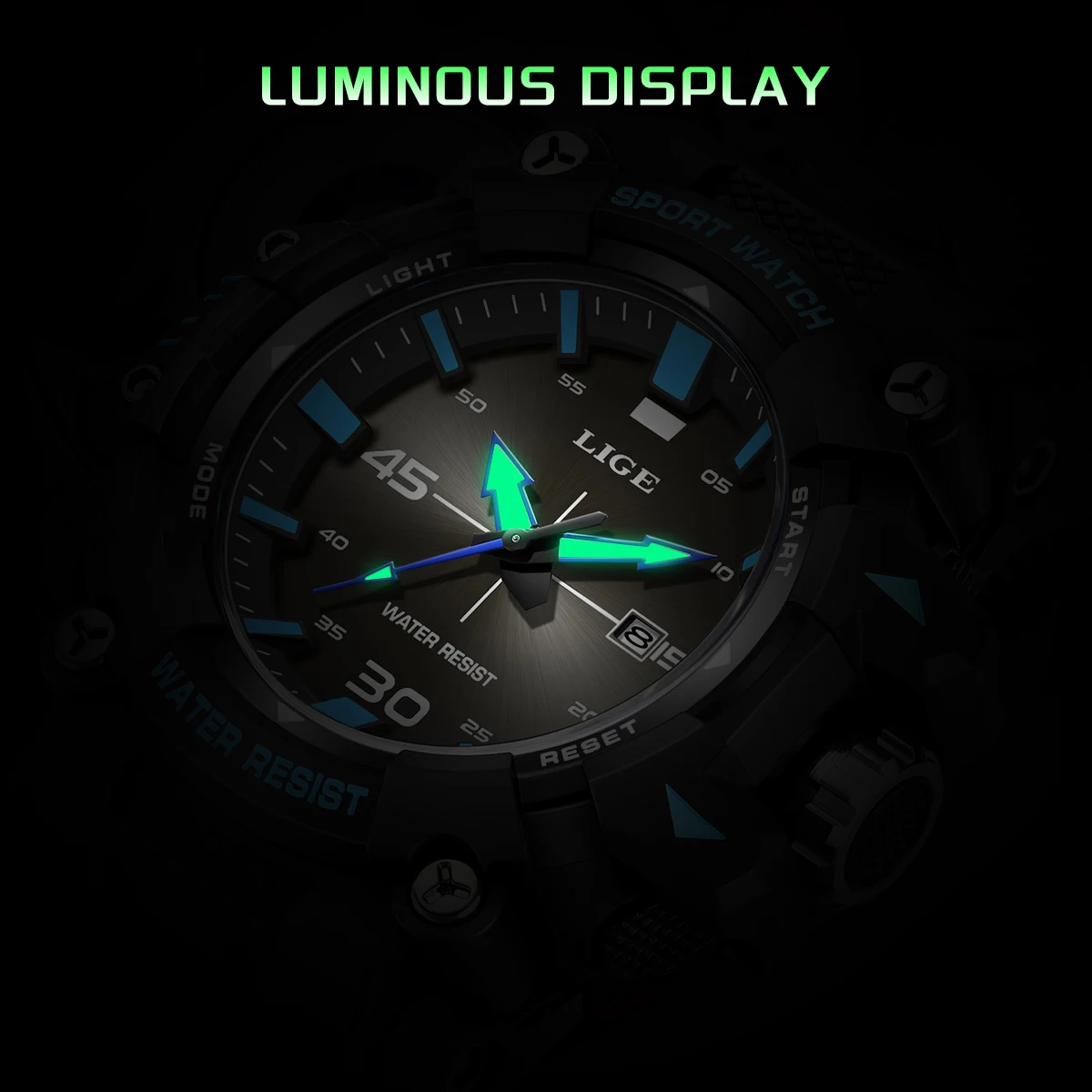 LIGE Original Fashion Men's Watches Waterproof Luminous Chronograph Date Sports Man Wristwatch High Quality Quartz Men Watch