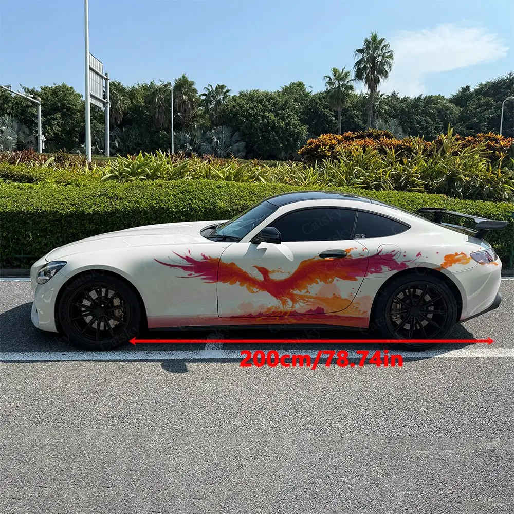 2pcs Color Wing Spirit Bird Car Side Wraps, Self-Adhesive PVC Waterproof & Scratch-Resistant Stickers, Car Accessory Gift