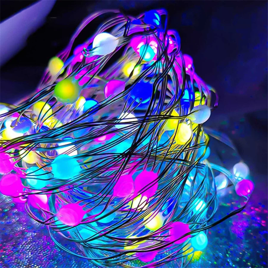 LED RGB USB BT/App Control Fairy String Lights Garland Remote Christmas Tree Lights for Outdoor Home Decoration Holiday Lighting