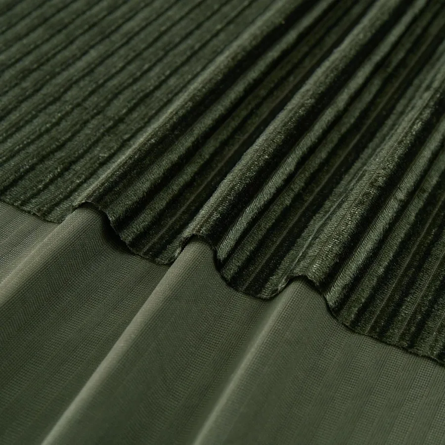 63 Tessuto elasticizzato in velluto plissettato largo verde oliva tagliato per abito, costume, federa, cuscino, copridivano artigianale, cucito fai da te