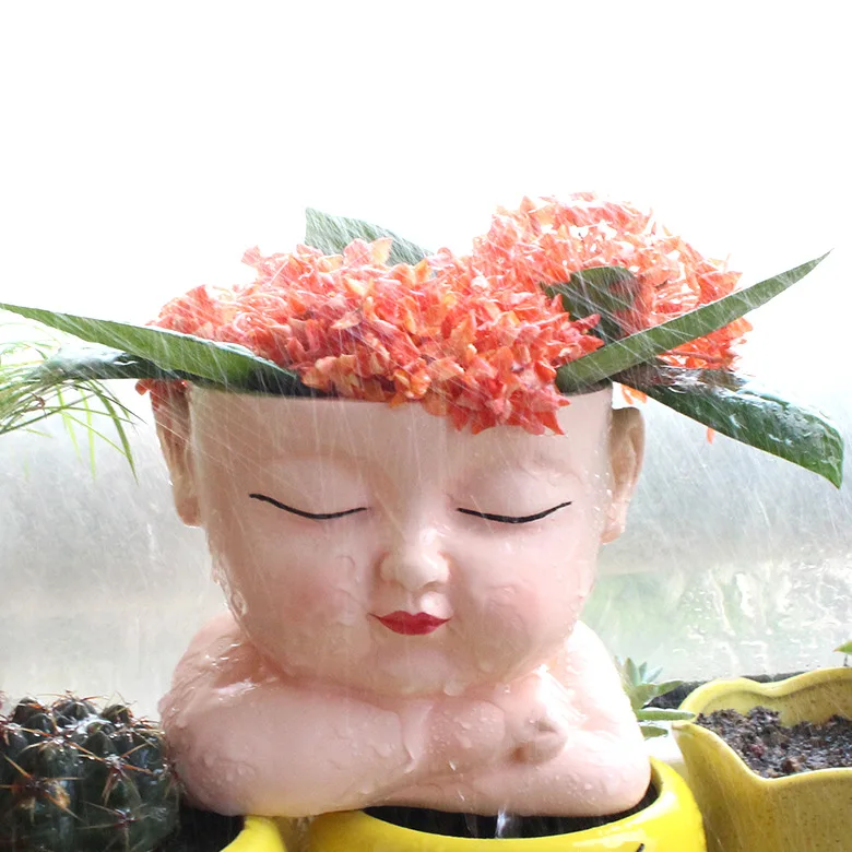 Spot Cross-border Baby Face Flower Pot Resin Crafts Succulent Plant Flower Pot Room Home Garden Decorations