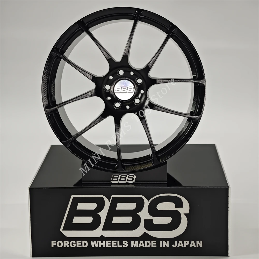 1:5 Scale BBS RF Black Aluminum Forged Wheels Car Model 10cm Size CNC Made Table Ornament Collection Toys Christmas Gifts