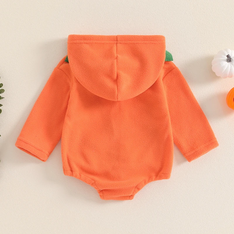 Baby Halloween Hooded Sweatshirt Romper Girl Boy Pumpkin Print Toddler Long Sleeve Jumpsuit for Newborn Autumn Winter Clothes