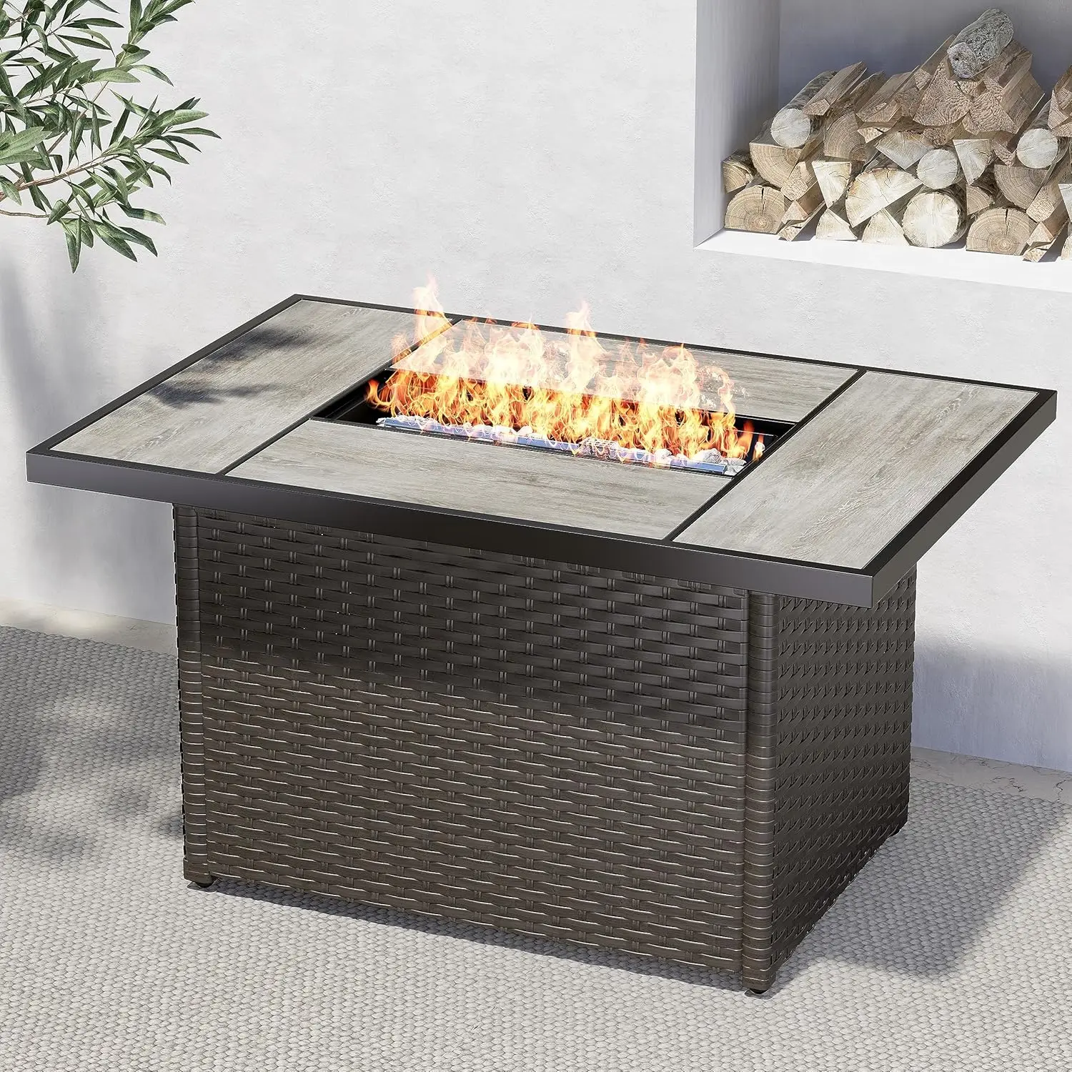 

Grand Patio Outdoor 43-Inch CSA Safety Approved Gas Fire Pit Table 50000 BTU Rectangle Propane Fire Pit with Ceramic Tile