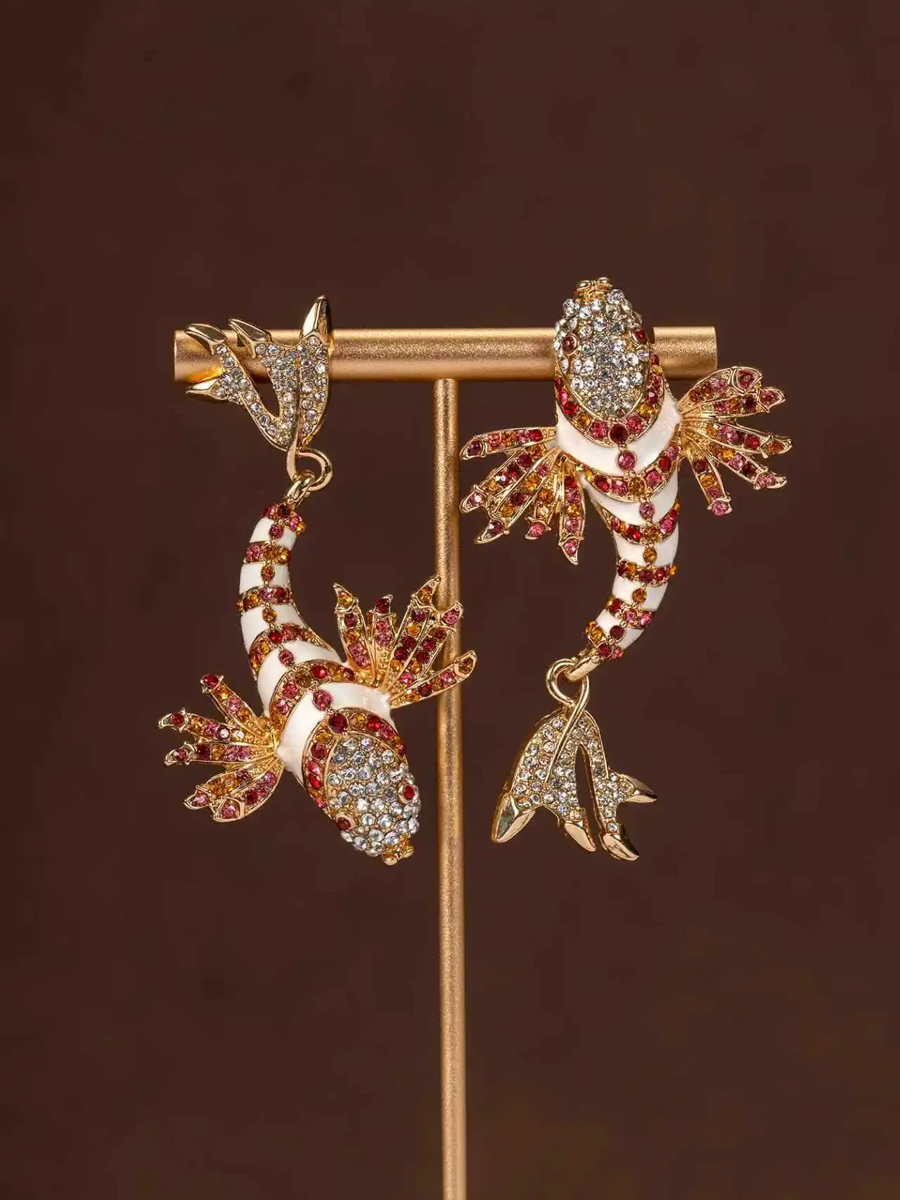 1 Pair of Vintage Full Rhinestone-Encrusted Enamel Fish-Shaped Two-Tone Earrings, Luxurious, Suitable for Women's Daily Wear, Gift, Dance Party Accessory