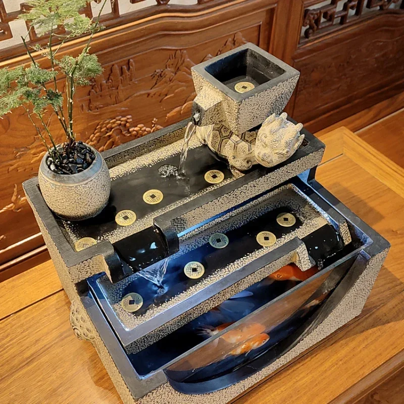 

Living Room Desktop Fish Tank Circulating Water Make a Fortune as Endless as Flowing Water Decoration Store Opening Gift