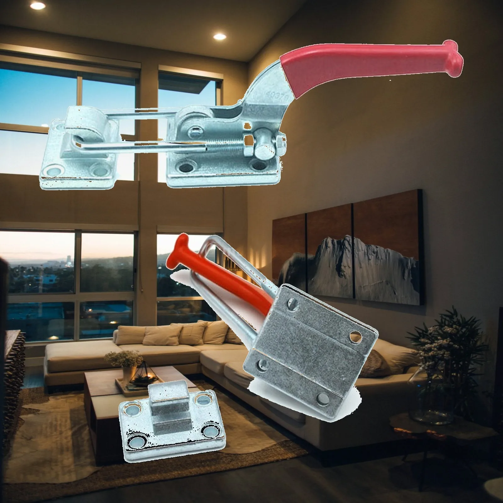 Iron Toggle Clamp Lock Adjustable Length 295mm Fast Action Lever for Workshop Door Fixture Tensioning