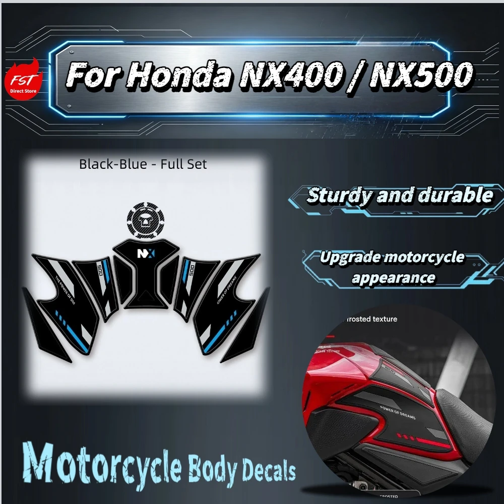 For Honda NX500/NX400 Rubber Fuel Tank Sticker Full Set Anti‑Slip 3mm Thick Paint Protection Decal Mod Accessories