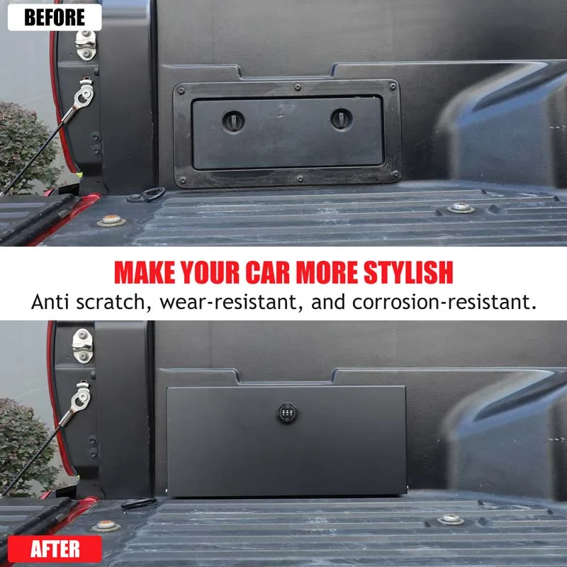 1Pcs Aluminum Alloy Black For Toyota Tacoma 2005-2021 Car Trunk Side Storage Lock Cover Car Modification Decorative Accessories