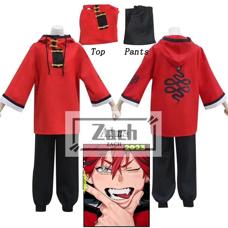 Anime Gokurakugai Manga Alma Cosplay Kostüm Aruma rot Hoodie schwarze Hose lässig täglich Halloween