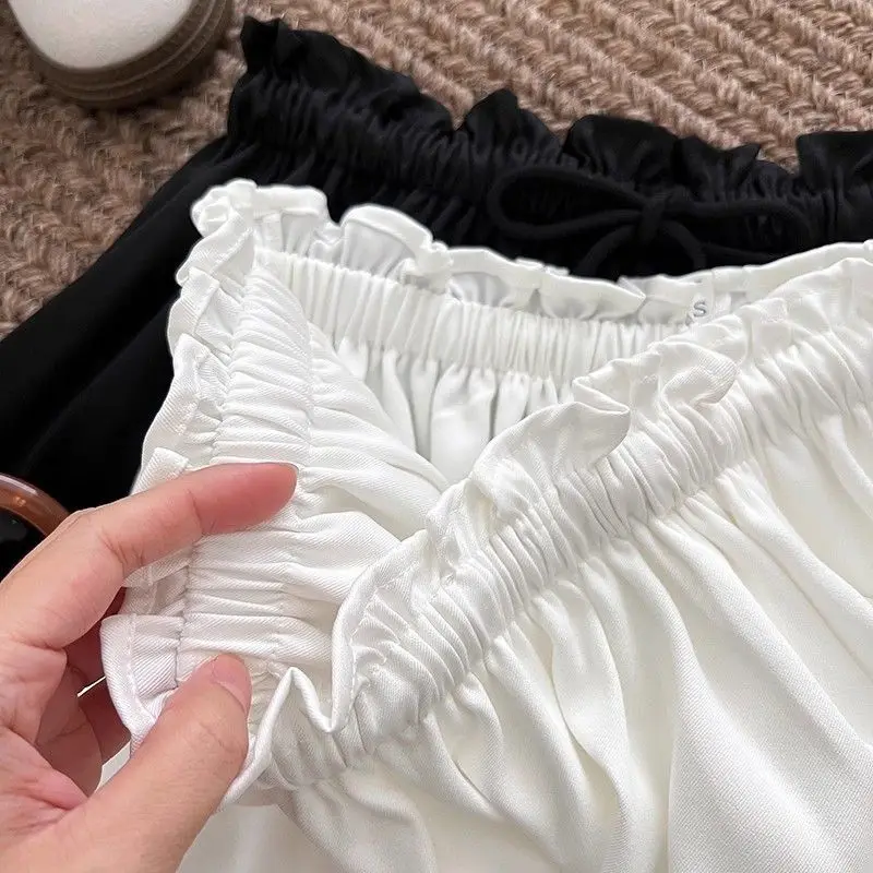 Süße Schwarz Mini Frauen Sommer Hohe Taille Puffy Shorts Rock Weibliche Y2k Casual Vielseitig Elastische Taille Streetwear Faldas Mujer