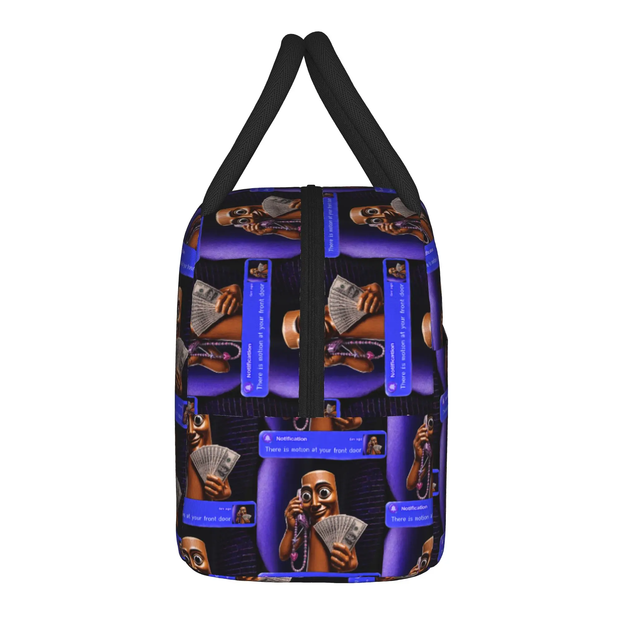 There is Motion At Your Front Door Tung Tung Sahur Lunch Bag Vintage Lunch Box Travel Tote Food Bags For Women Oxford Cooler Bag