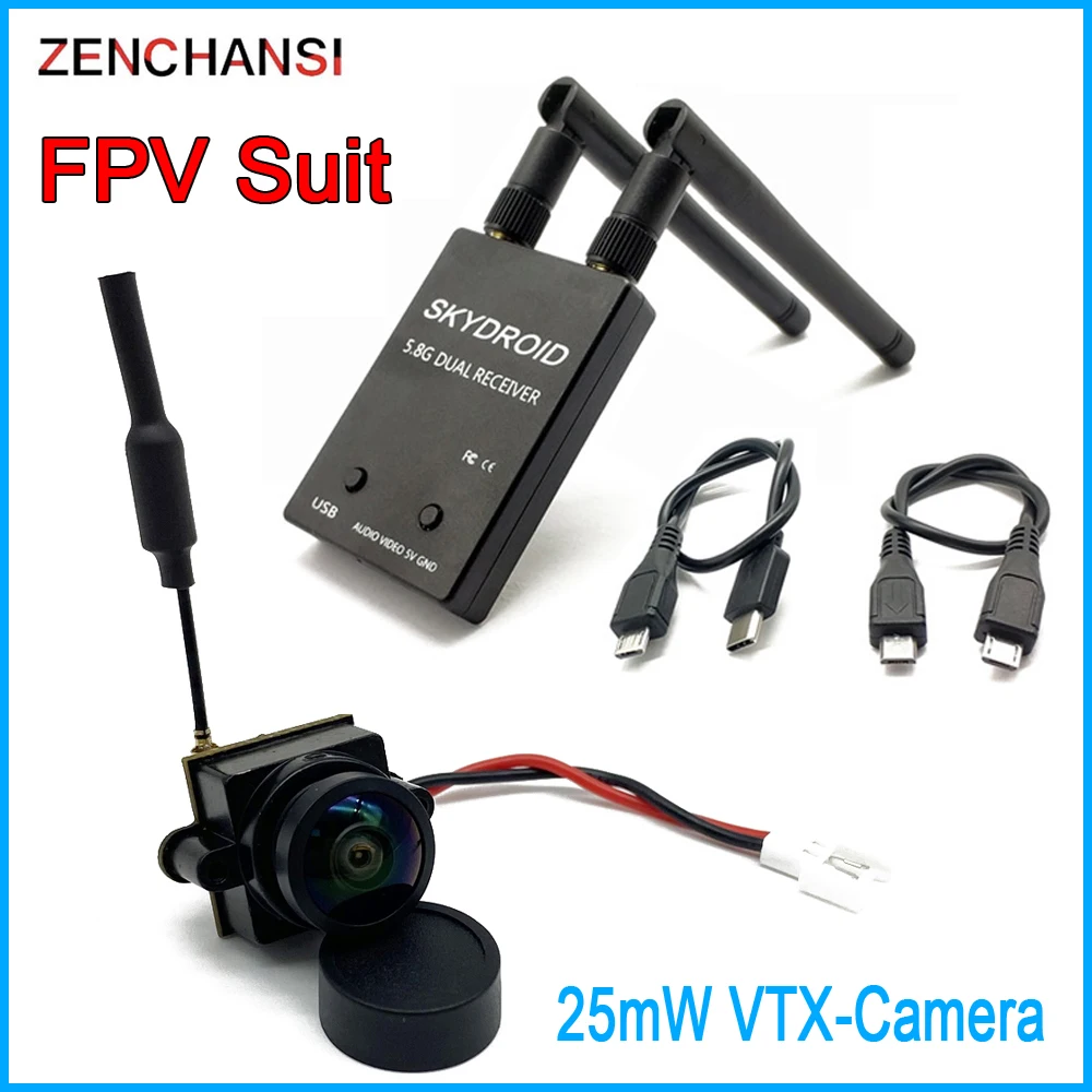 5,8g 48ch 25mw sender VTX-CAM 1000tvl 180 grad aio kamera + sky droid uvc fpv sender empfänger für android handy