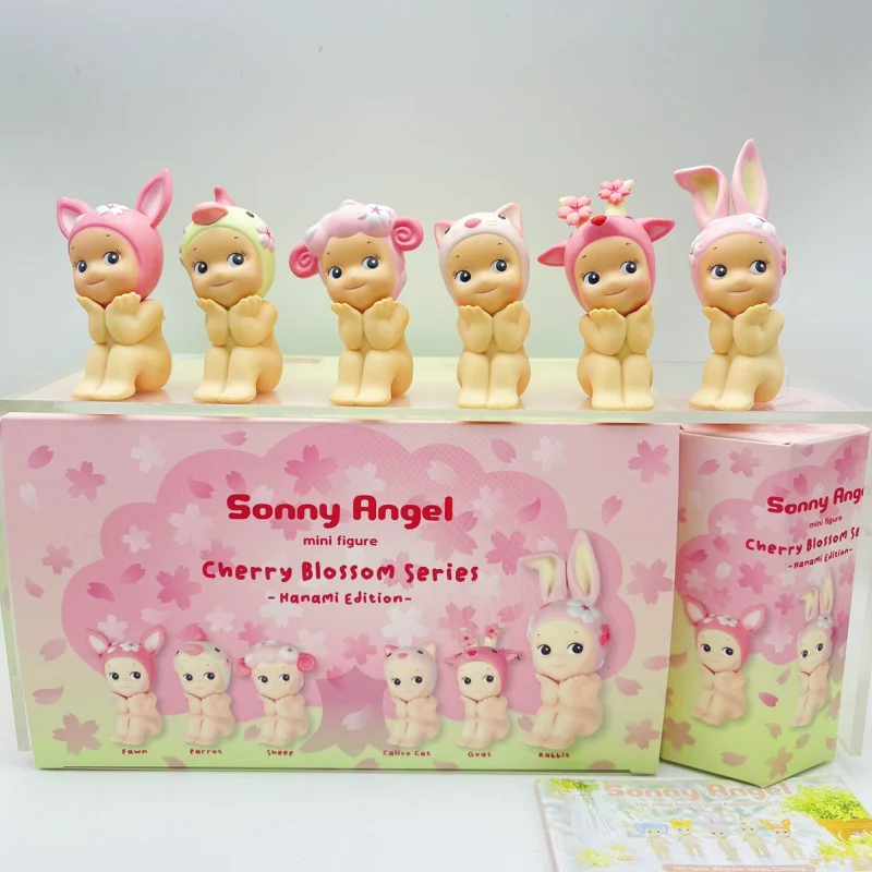 

New Sonny Angel Cherry Blossom Series Hanami Edition Blind Box Sitting Posture Support Face Figure Model Ornament Doll Toy Gift