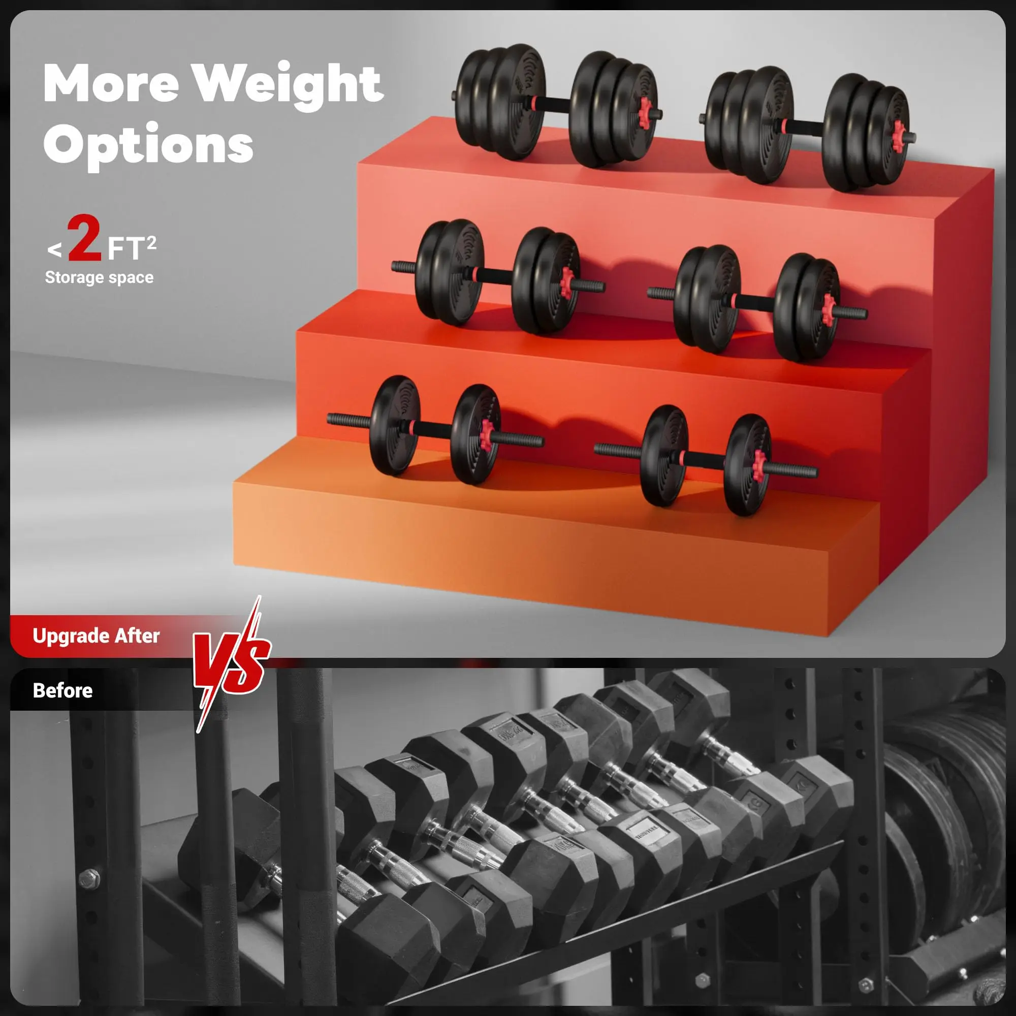 Adjustable Dumbs, 32/54/76/94LBS Free Weight Set, 4 in 1 Dumb Set Used as Bar, Kettle, Push Up Stand, Fitn Exercise for