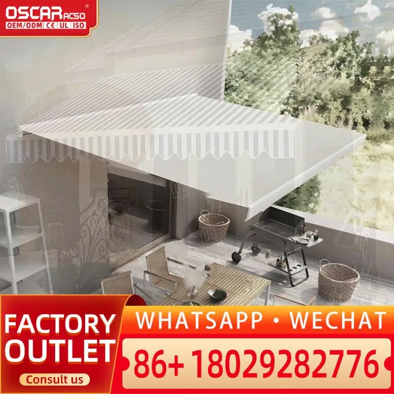 

Outdoor Electric Retractable Sun Awning Waterproof Fabric Canopy for Garden Patio Balcony Retractable Awning