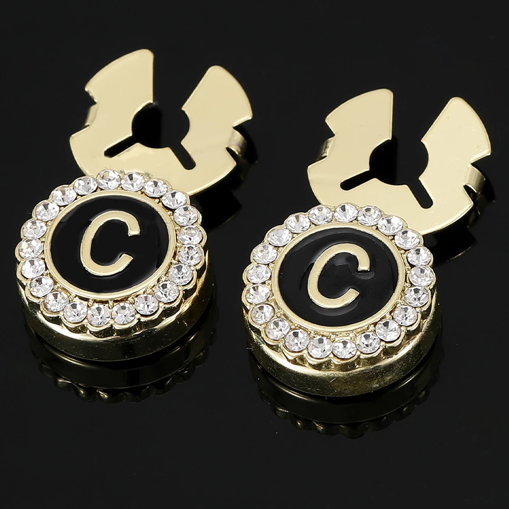 2 Teile/satz Initial Capital Design Taste Abdeckung Verschluss Kristall Manschettenknöpfe Für Männer Hemd Anzug Schmuck Brief ABCDEFGHIJKMNOQRSU – Detail 6