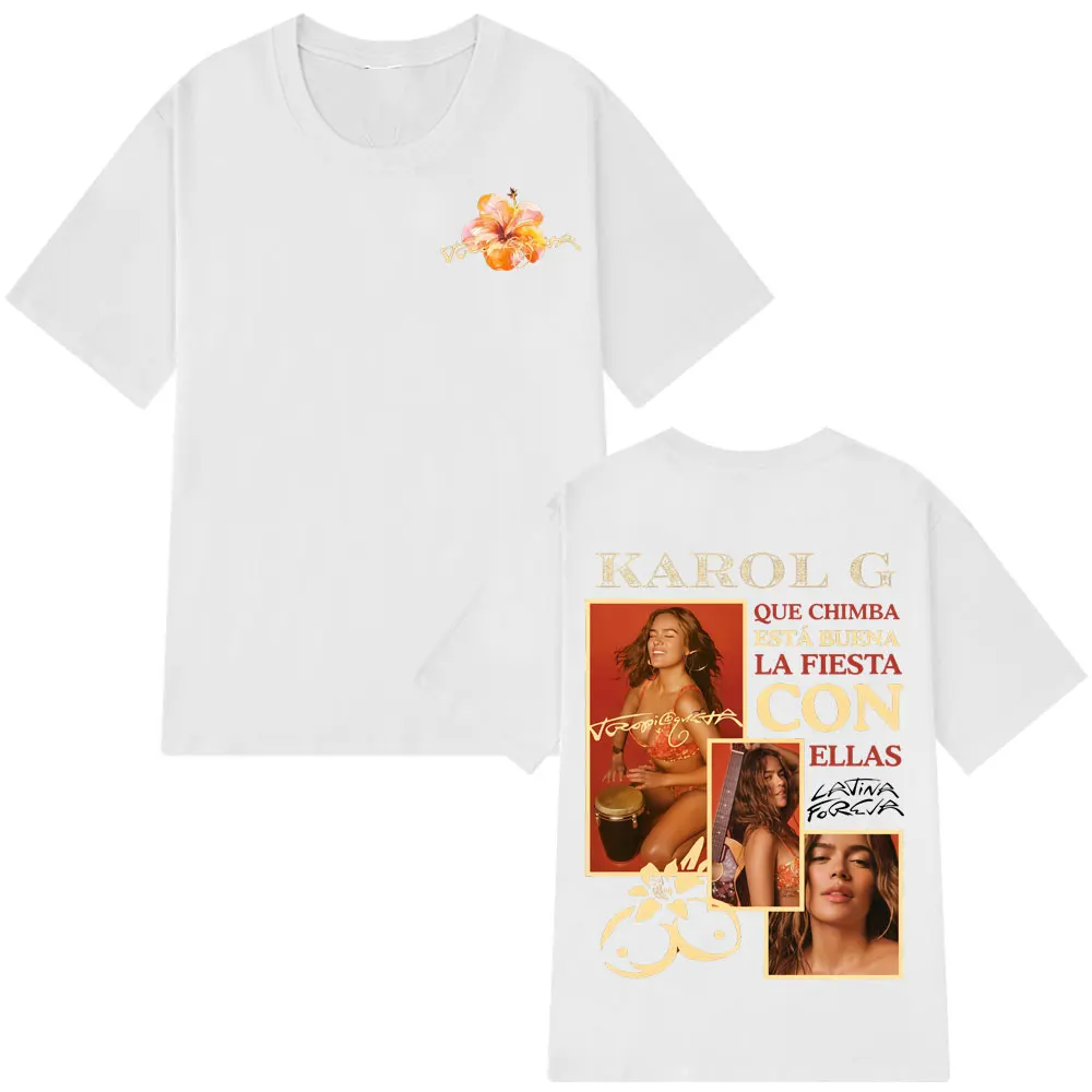 Cantante Karol G Tropicoqueta 2025 Album T-shirt Uomo Donna Moda Estetica T-shirt alla moda Casual Cotone T-shirt oversize Top