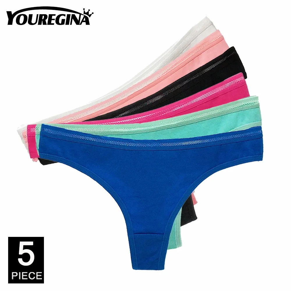 Women Thongs and G Strings Sexy Cotton Panties Ladies Underwear Tanga Mujer String Femme Lingerie 5 pcs/lot