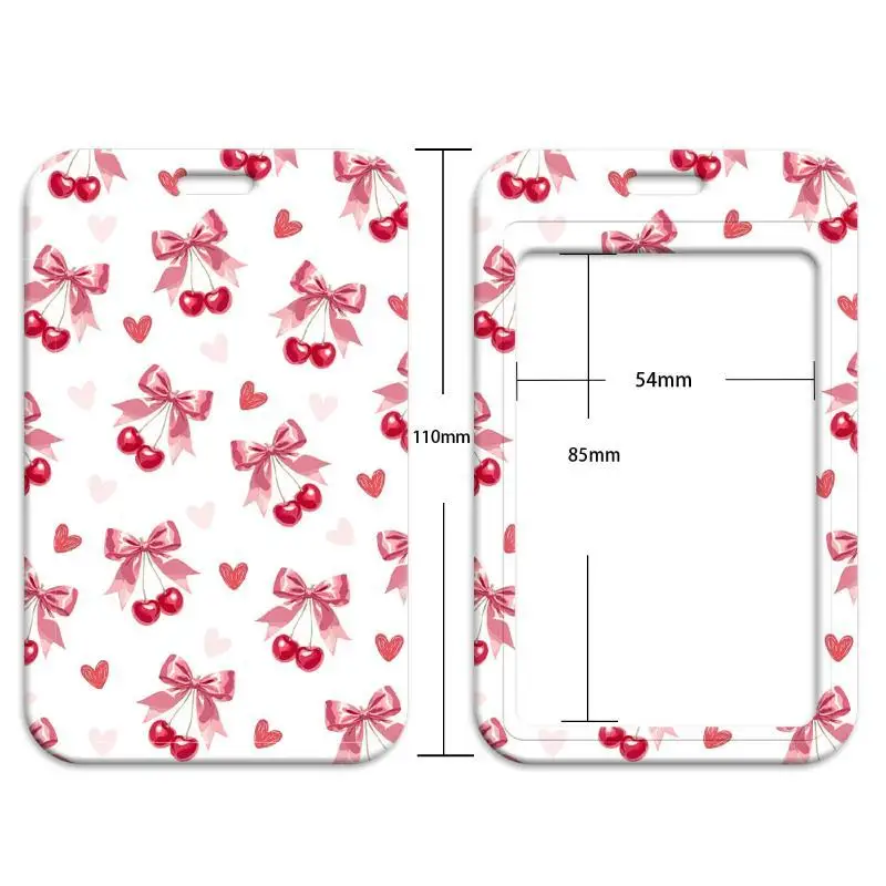 Cute Bow Printed Lanyard With Clear ID Card Holder Durable Detachable Strap For Students Office Workers