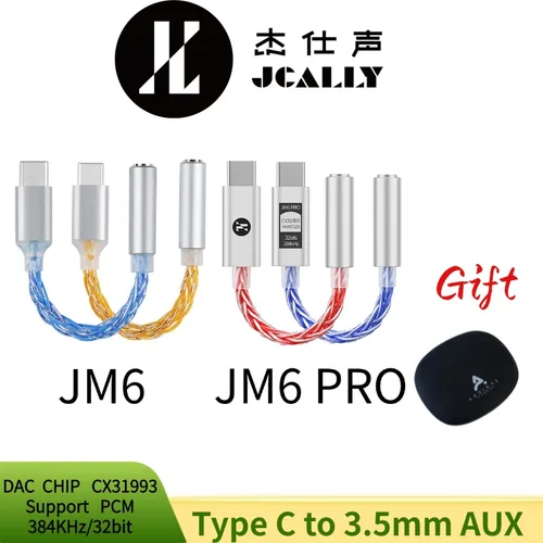 JCALLY JM6 Pro tipo C a 3,5mm Dual DAC CX31993 MAX97220 amplificador de auriculares de Audio Digital adaptador de auriculares móviles HiFi DAC