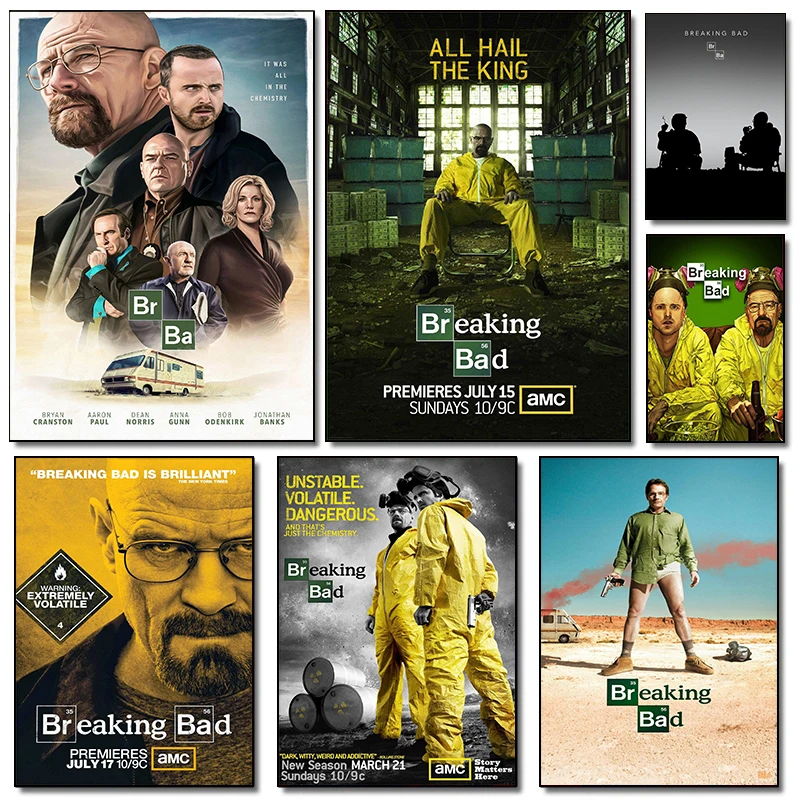 Classic TV Play Breaking Bad Movie Vintage Poster Canvas Paintings Wall Art Pictures Lounge Cinema Home Decor