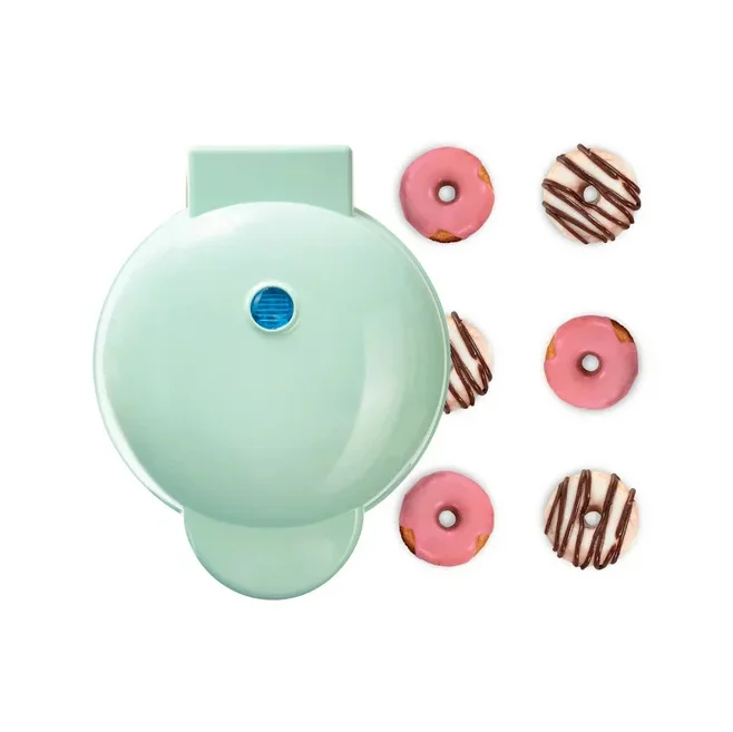 

Express Mini Donut Maker for Kid-Friendly Breakfast, Snacks, & Desserts with Non-Stick Surface, Makes 7 Doughnuts - Aqua