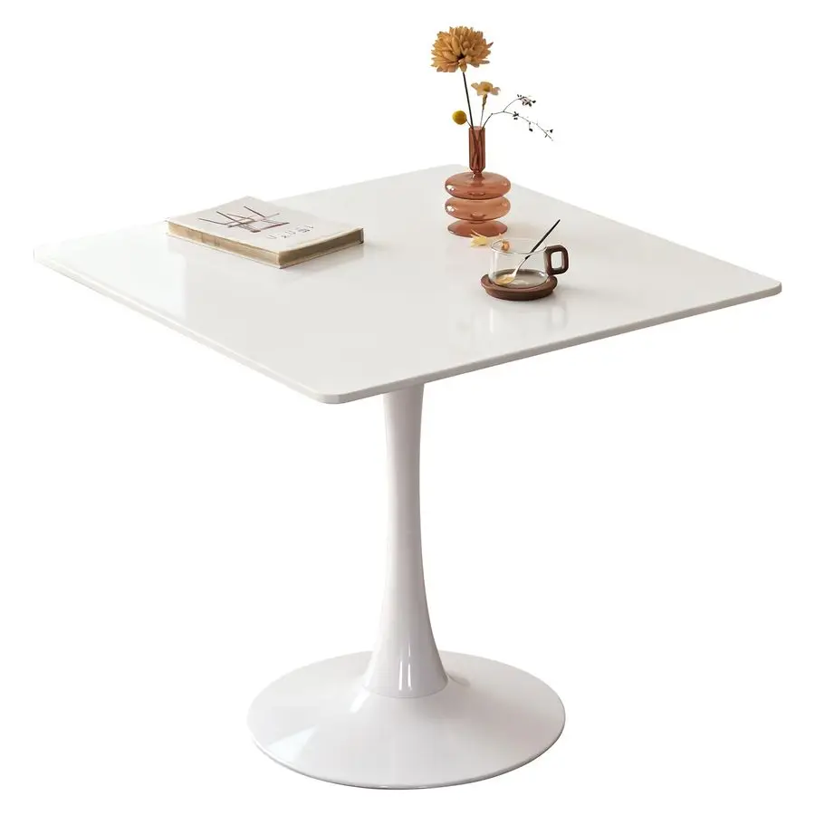 

Dining Tulip Table for 4, MidCentury Modern Table with Sturdy Metal Pedestal for Kitchen, Bistro, Cafe, Leisure White, 31.5 INCH