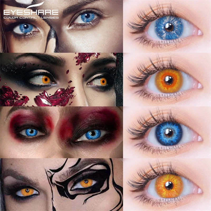 EYESHARE 2pcs Color Contact Lenses For Eyes Anime Cosplay Colored Lenses Blue Yellow Colored Lenses Contact Lens Beauty Pupils