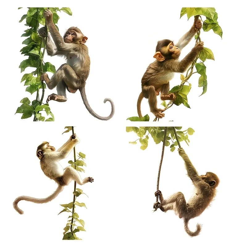 

4PCS Climbing Monkey Vinyl Stickers, Waterproof Anti-Scratch Decals for Car Bumper Motorcycle Scratch Cover